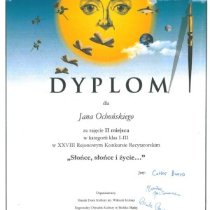 XXVIII Konkursu Recytatorskiego "Słońce, słońce i życie":