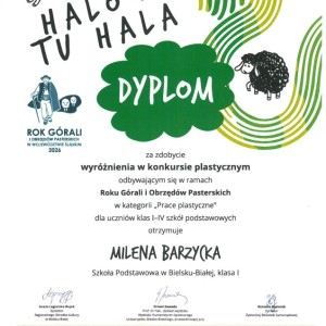 Wyróżnienie w konkursie plastycznym