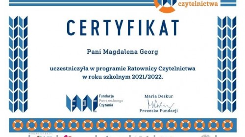 Projekt "Ratownicy Czytelnictwa" 2021/2022