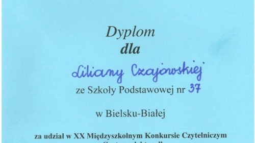 XX Międzyszkolny Konkurs Czytelniczy "Czytam Lektury"