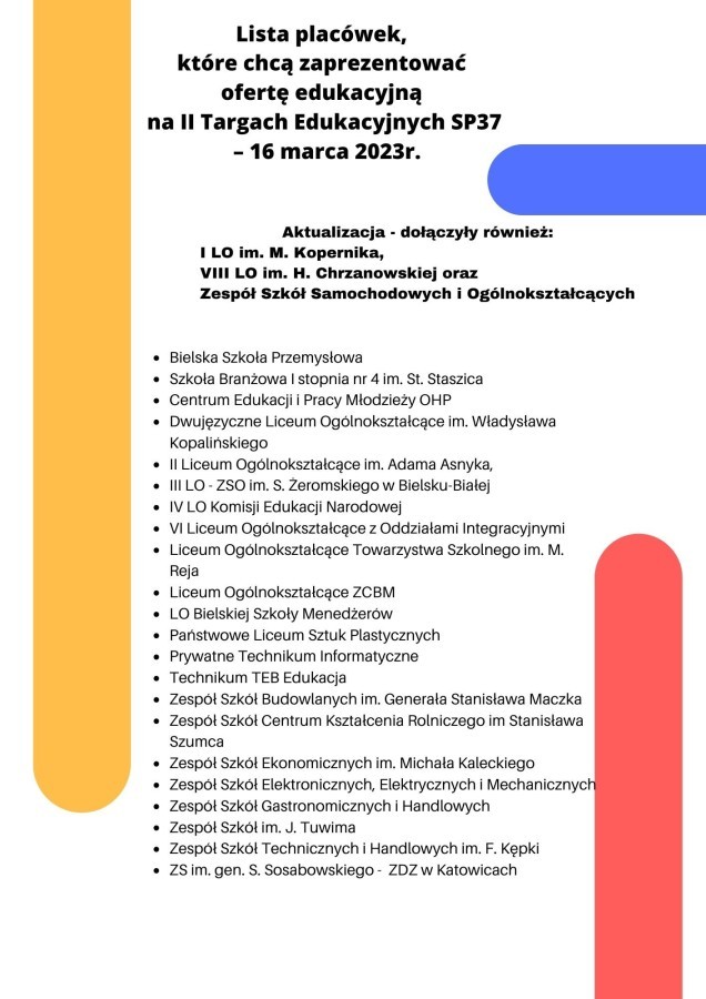 Lista szkół